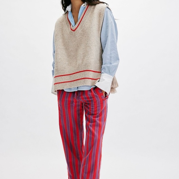 SOLD OUT// FP Movement by Free People Beige and Brown All Star Stripe Poncho - Picture 3 of 4